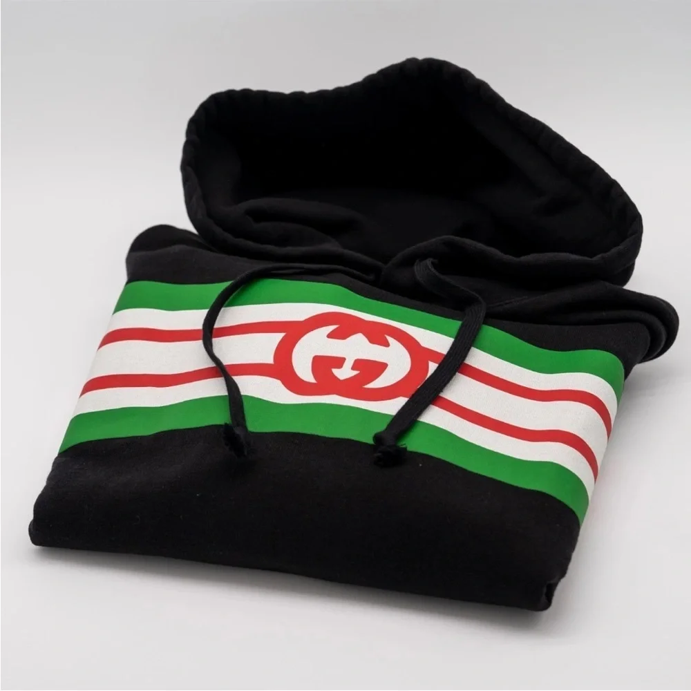 Men's Gucci interlocking G web stripe cotton hoodie size XS fits like medium